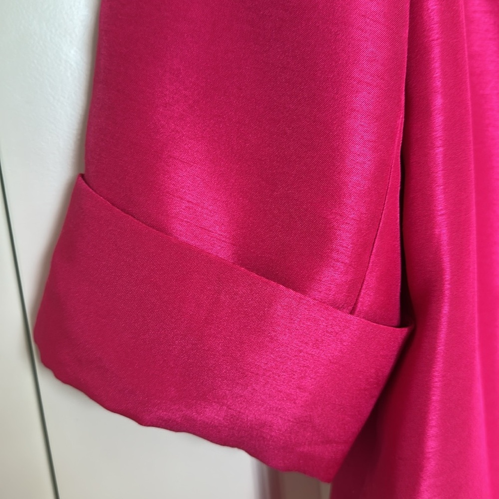 Chico's Women's Shantung Relaxed Open Front Jacket Sz 1 or 8 to 10 stunning pink - Picture 4 of 8